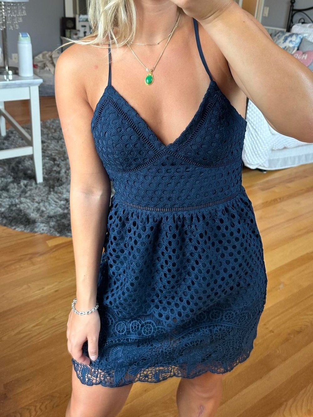 Abercrombie & Fitch Navy Eyelet Lace Mini Dress